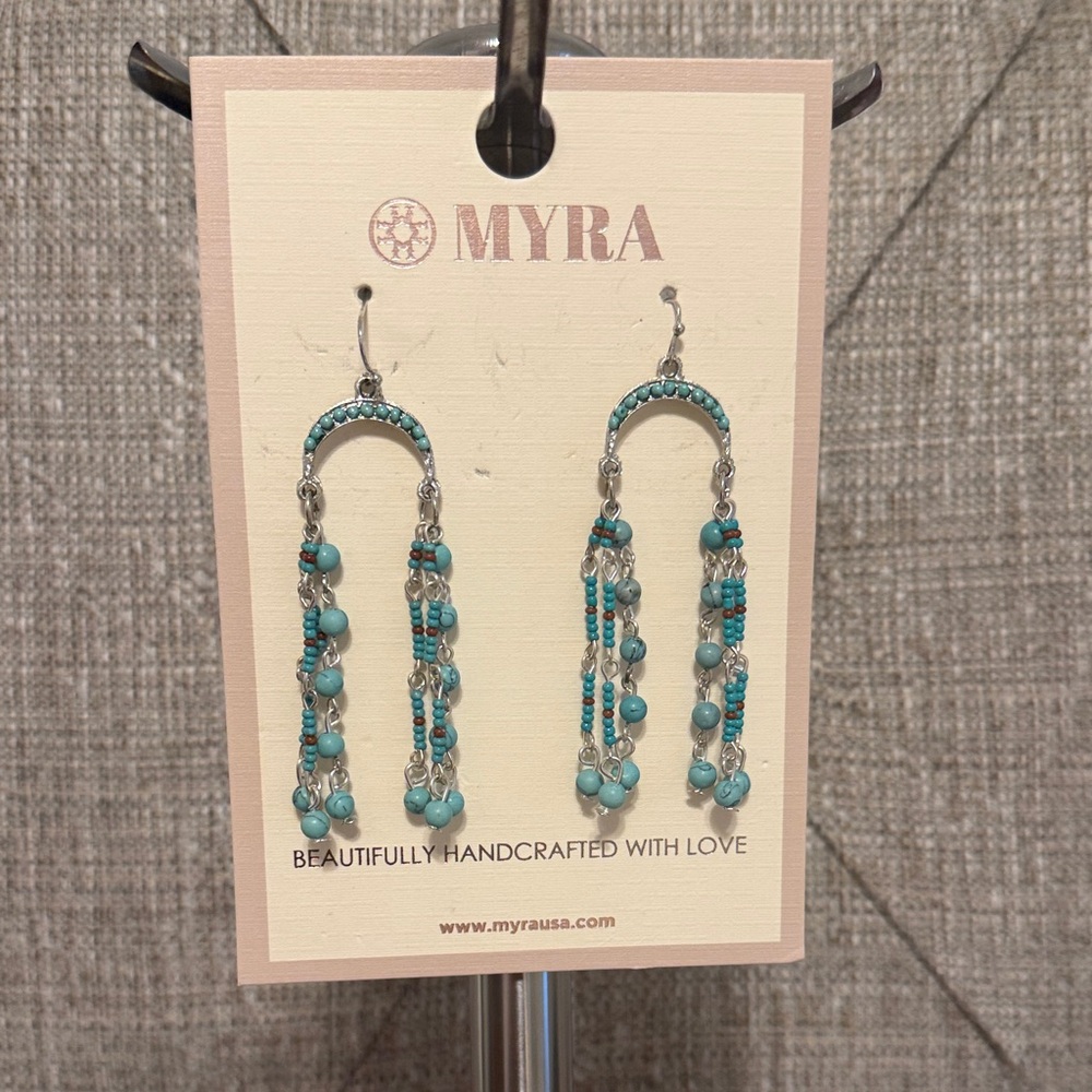 Myra Bag Turquoise and Silver Dangle Earrings